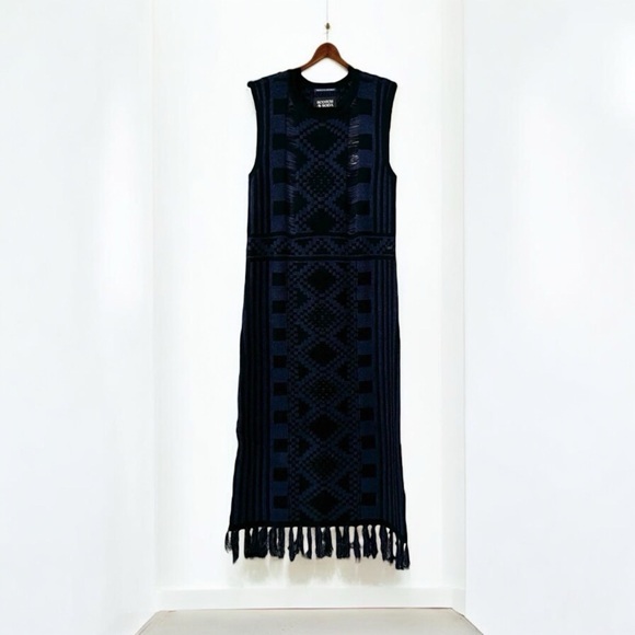 SCOTCH & SODA Black Knit Fringe Midi Hem Dress Size SMALL Sleeveless NWT $178 - Picture 6 of 12